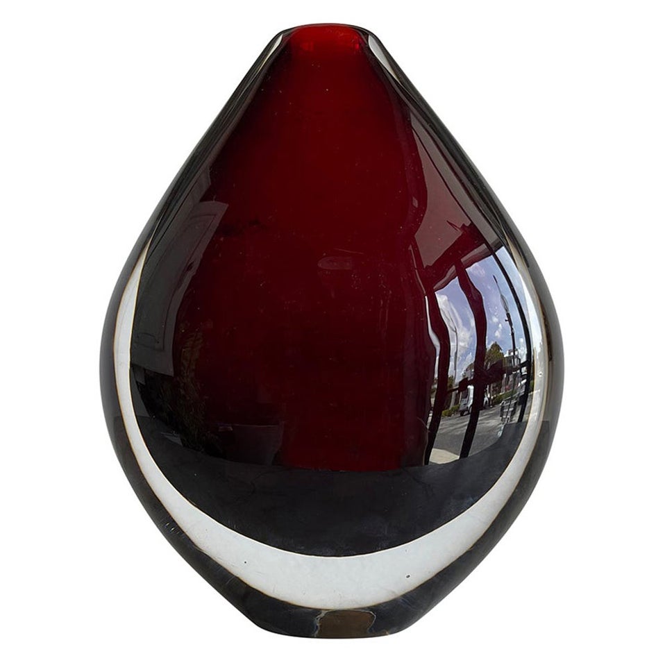 Dark Brown Glass Vase with Red Tones at 1stDibs