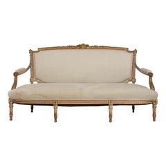 19th Century French Louis XVI Style Antique Painted Settee Sofa