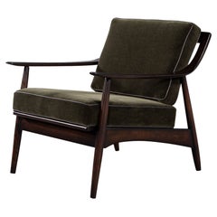 Mid-Century Modern Danish Lounge Chair in Emerald Mohair