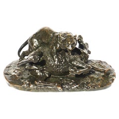 Christophe Fratin Bronze Tiger Slaying a Young Camel