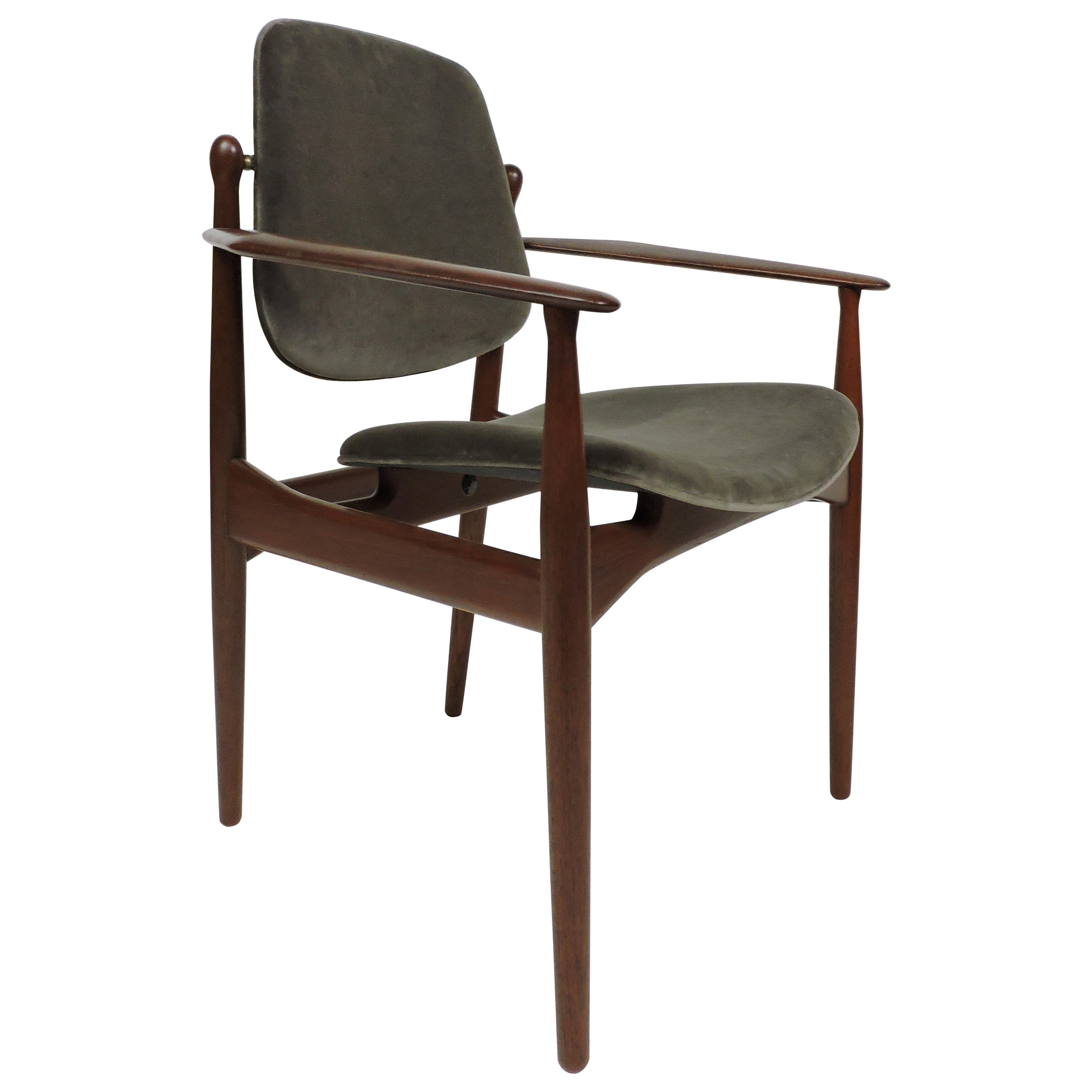 Arne Vodder Danish Modern Teak Desk Dining Side Chair for France and Daverkosen