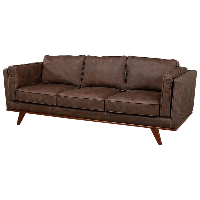 European Mid Century Style Leather Sofa For Sale at 1stDibs