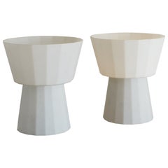 1970s Pair of European Frosted Glass Table Lamps