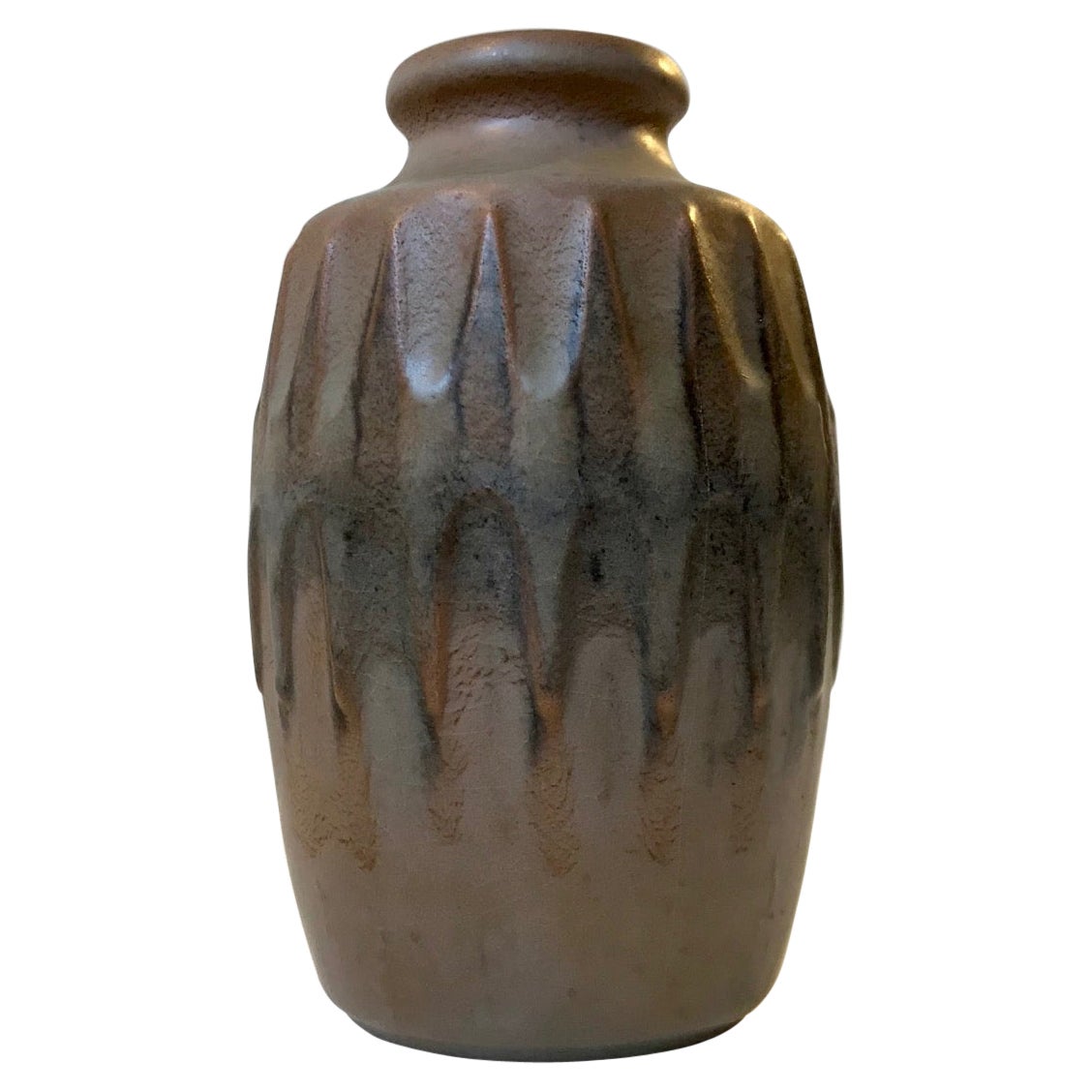 Vase en poterie scandinave à glaçure camouflage de Gnther Praschak pour Knabstrup