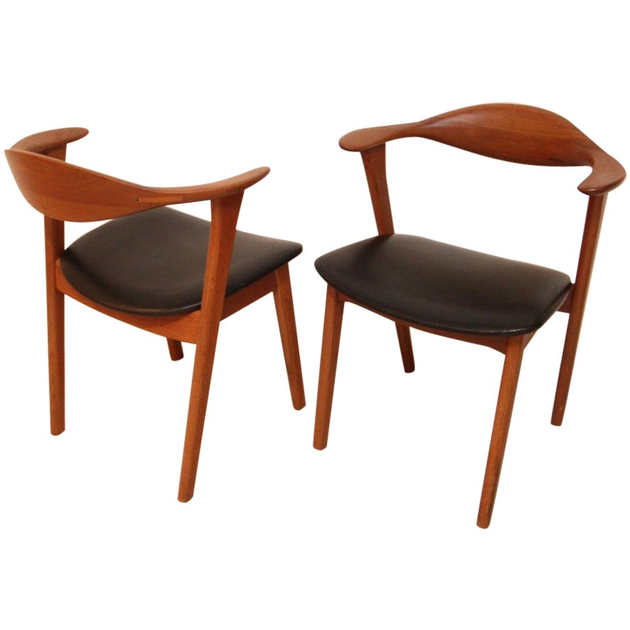 Model 49 Teak Armchairs by Erik Kirkegaard  for Høng Stolefabrik, Denmark, 1950s