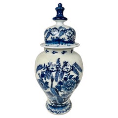 Blue and White Delft Jar Hand-Painted in the 18th Century, Circa 1780