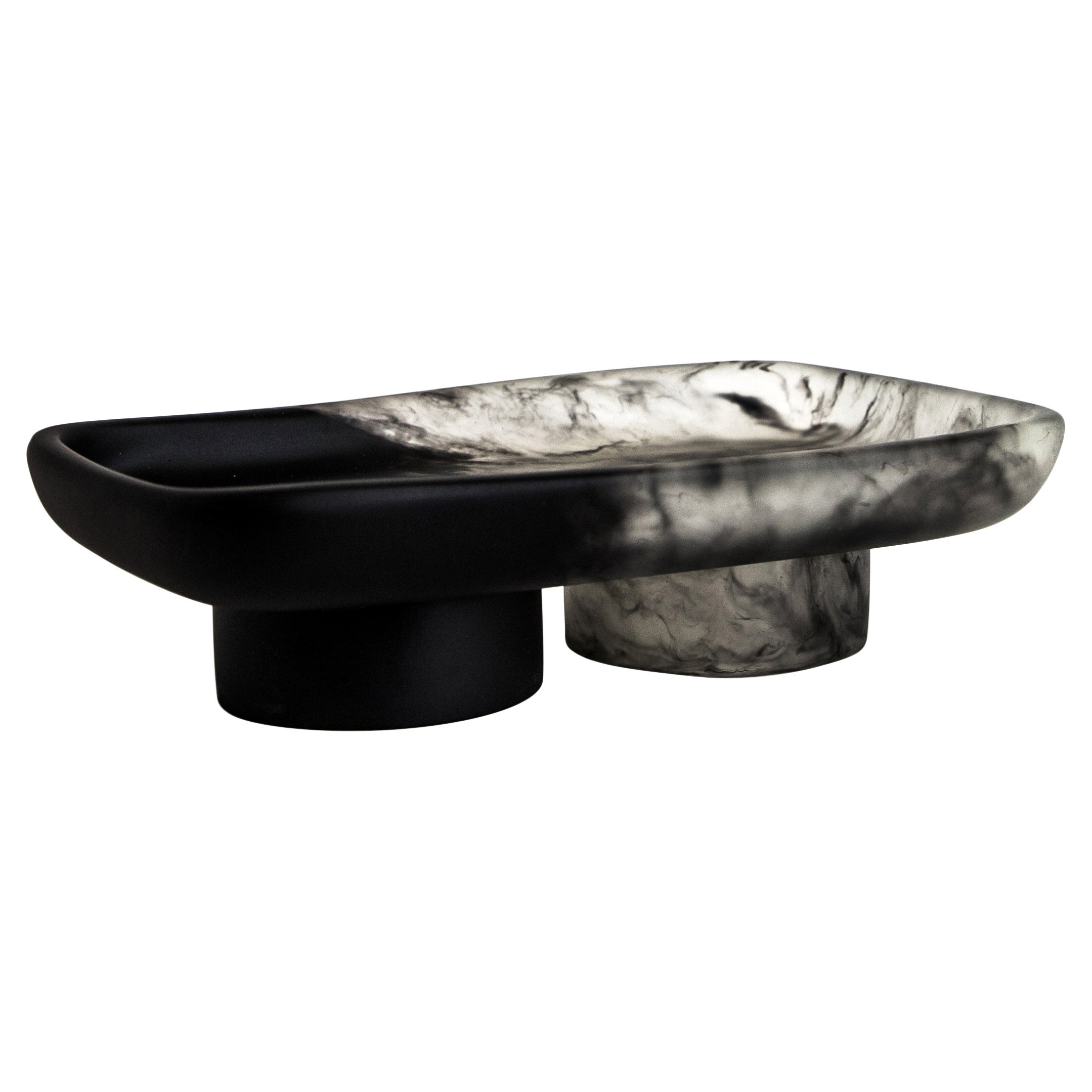 Handmade Black Resin Small Pedestal Tray For Sale at 1stDibs