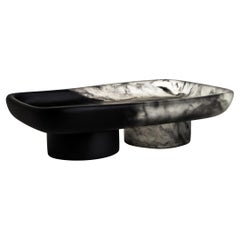 Black & Transparent Handmade Small Resin Pedestal Tray, in Stock