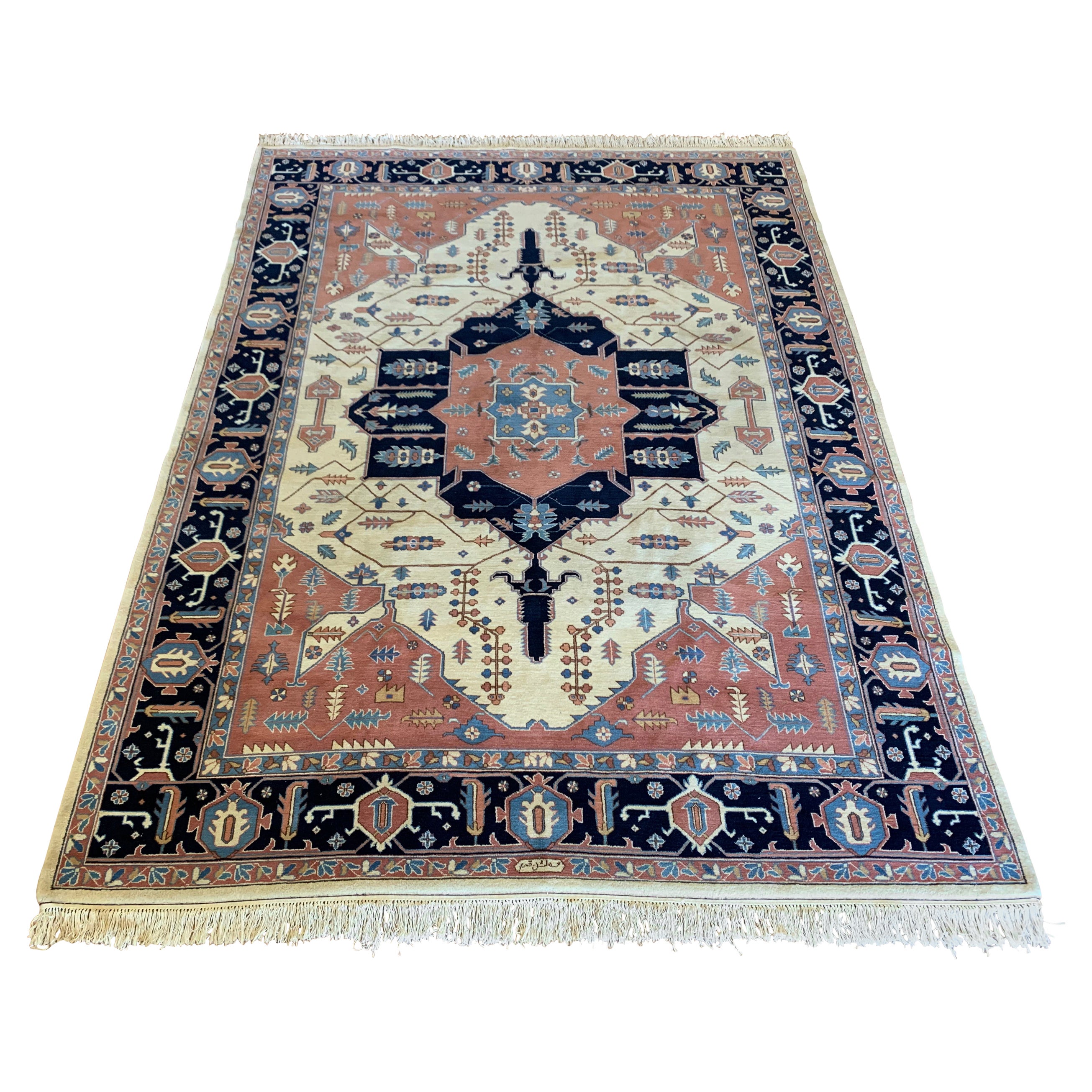 Vintage Persian Serapi Style Rug, Signed, circa 1940s For Sale