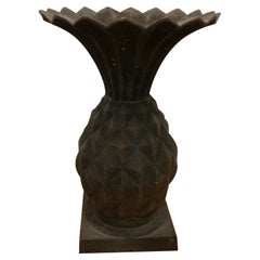 Retro Cast Iron Pineapple Planter Urn, Art Nouveau