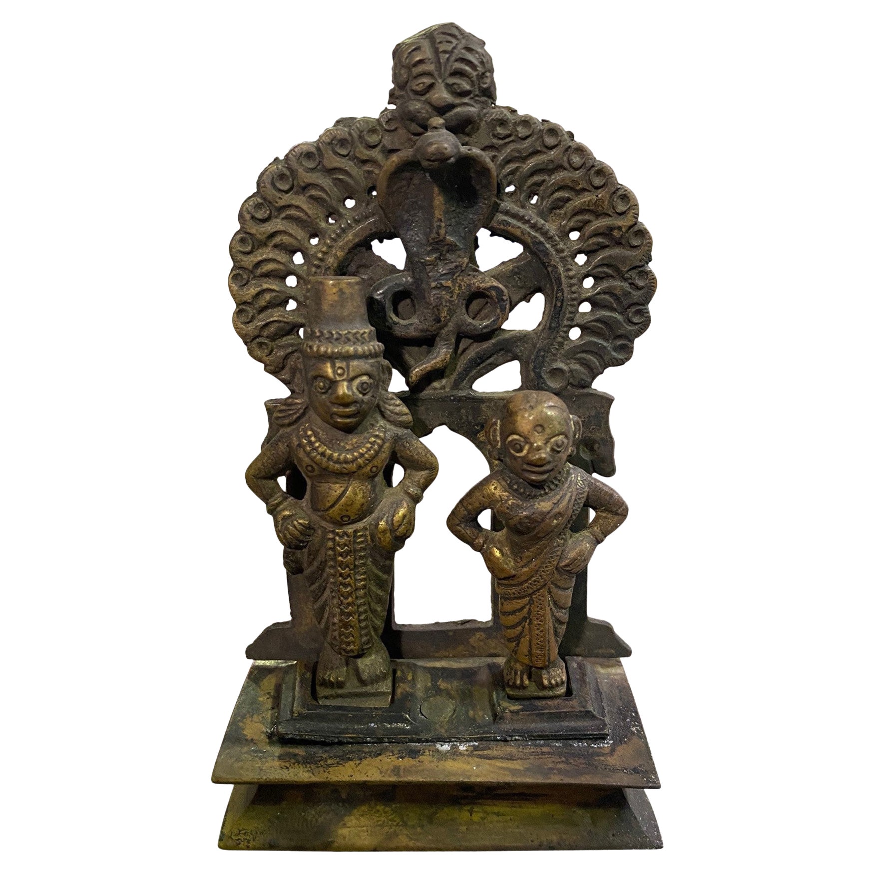 Sculpture tibétaine népalaise en bronze représentant des amulettes de temple et des sanctuaires