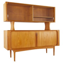 Vintage Bernhardt Pedersen Mid Century Teak Tambour Door Credenza with Hutch