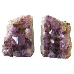 Purple Amethyst Sculpture Bookends, Pair