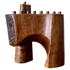 Handcrafted Modernist Wood Menorah