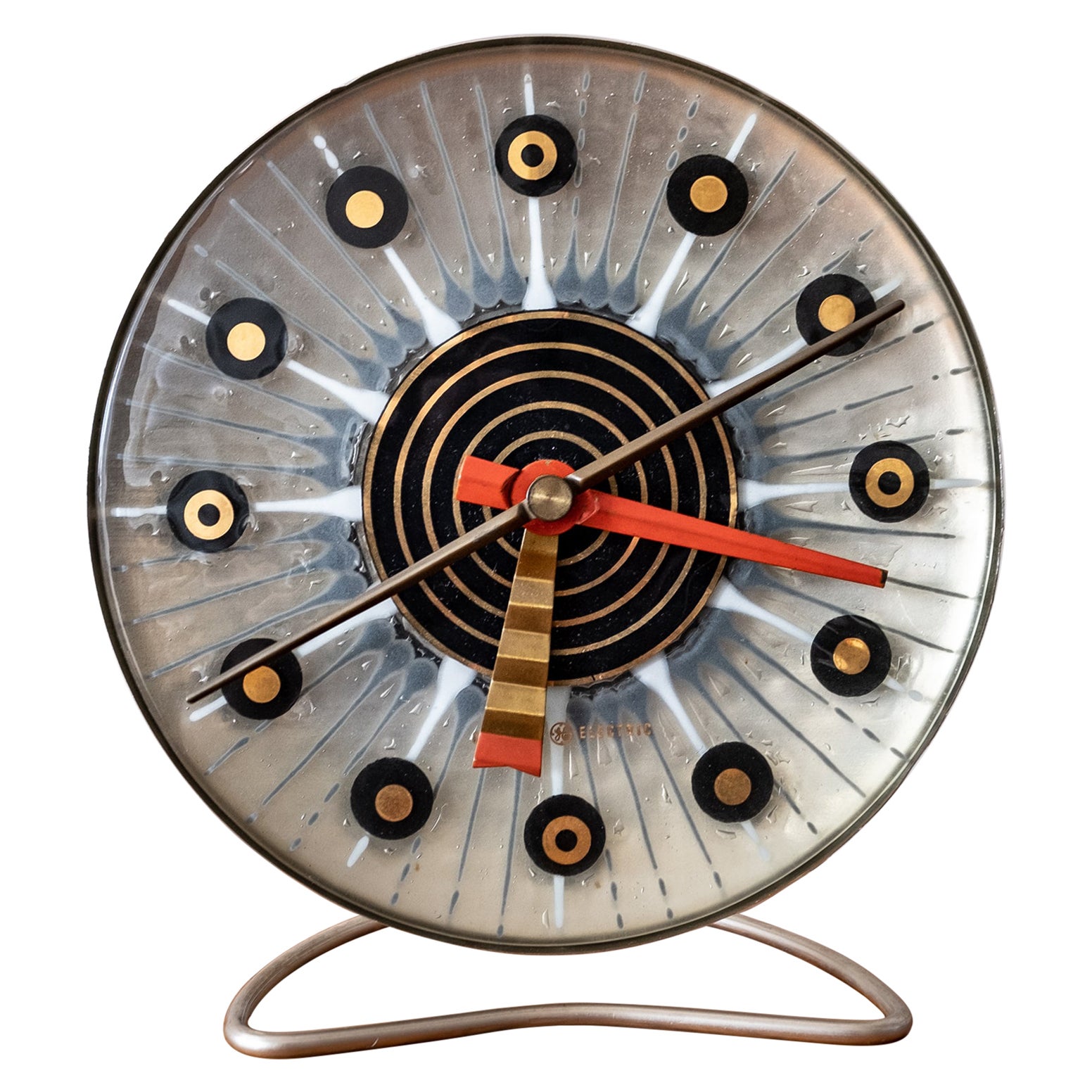 Midcentury Higgins Glass Clock for General Electric