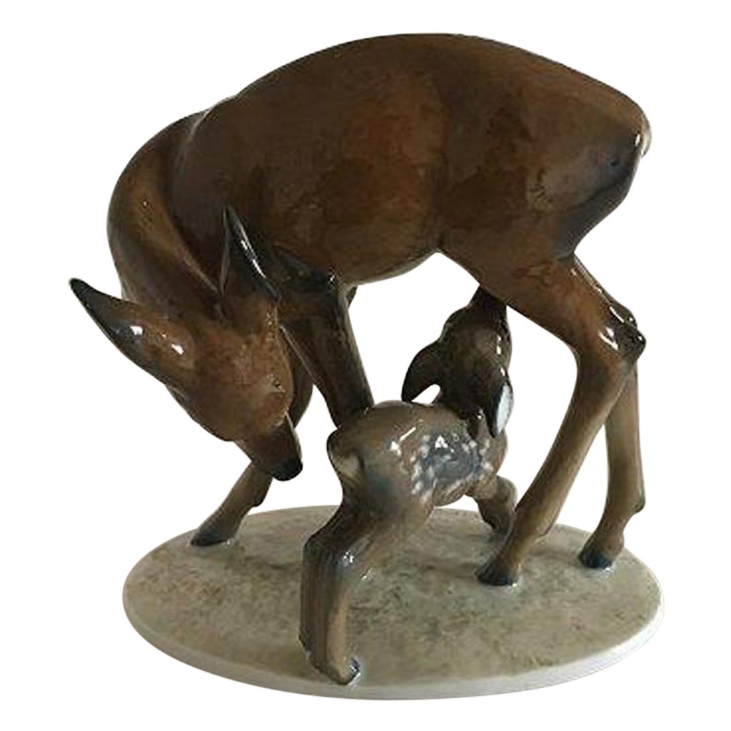Rosenthal Art Nouveau Figurine of a Deer and Young For Sale