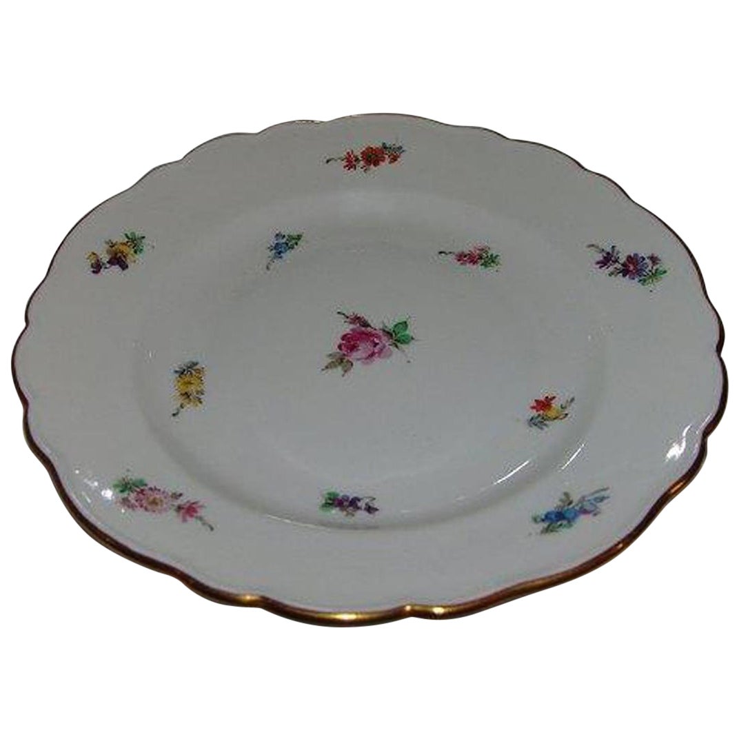 Meissen Porcelain Lunch Plate with Flower Design For Sale