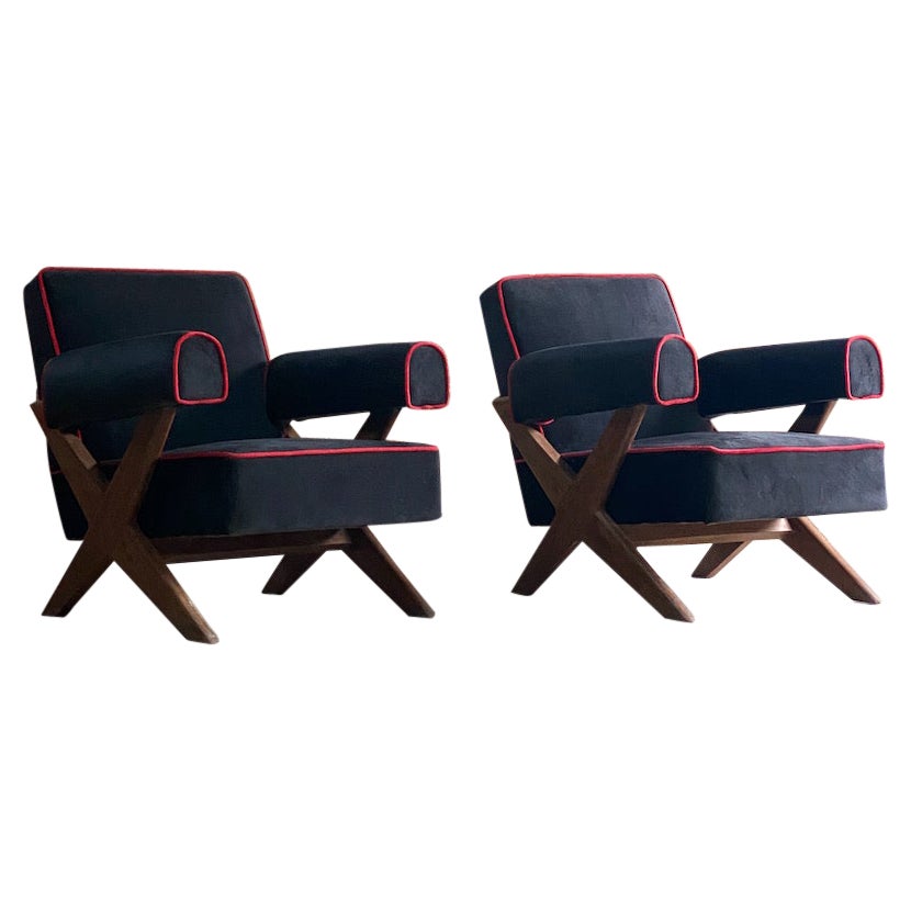 Pierre Jeanneret PJ-010806 ‘Easy Lounge’ Armchairs Set 2 Circa 1958-59