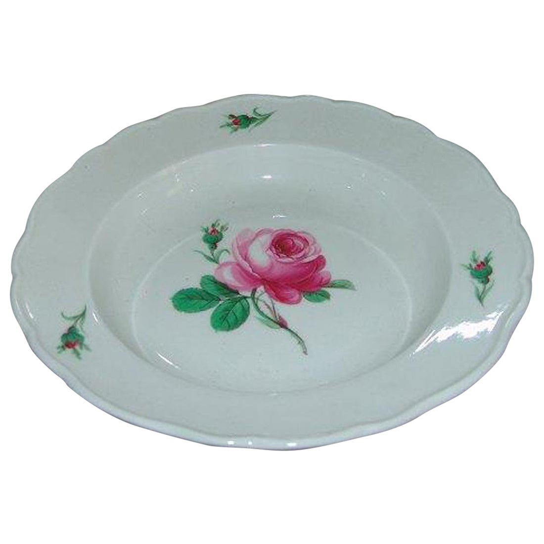 Meissen Porcelain Soup Plate with Rose Design For Sale