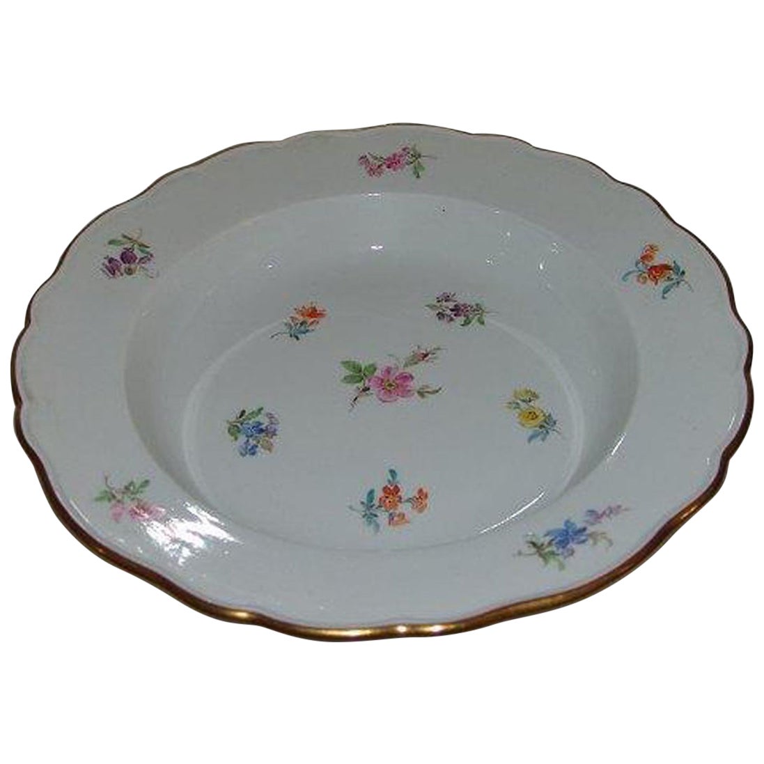 Meissen Porcelain Deep Plate with Flower Design For Sale