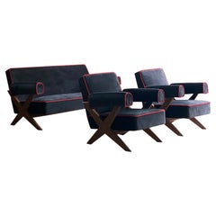 Pierre Jeanneret PJ-010806 Easy Lounge Sofa & Sessel Set 2 1958-59