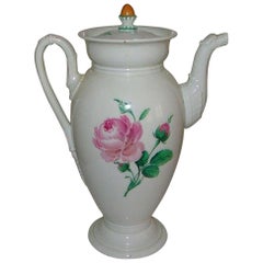 Meissen Porcelain Coffee Pot with Rose Design