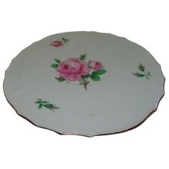 Meissen Porcelain Large Cake Serving Plate with Rose Design