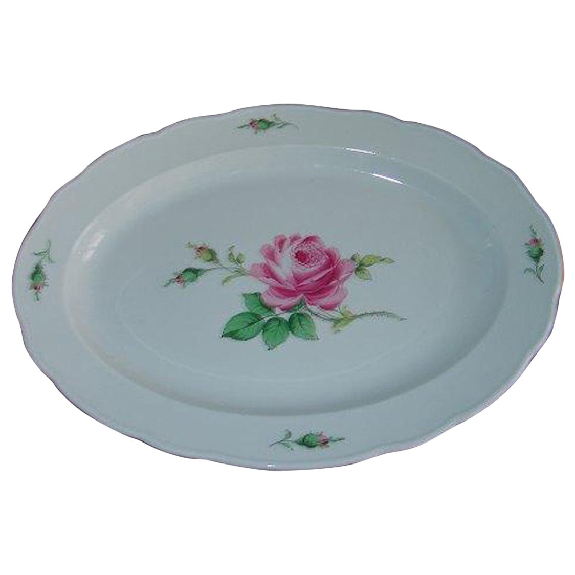 Meissen Porcelain Large Oval Platter with Rose Design For Sale