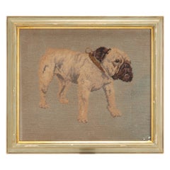 Framed Petit-Point Depicting a Bulldog, Austria, 1880