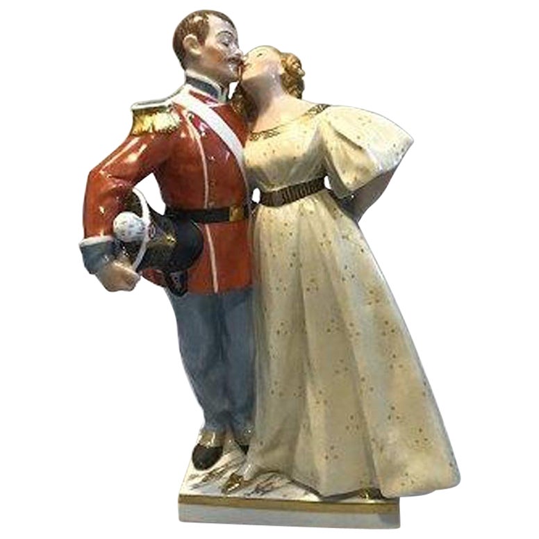 Royal Copenhagen Overglaze Figurine Soldier and Princess No 1180 For Sale