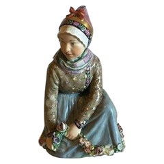 Royal Copenhagen Sitting Girl Figurine from Fanø by Carl Martin-Hansen No 12413