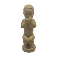 Sv. Lindhart Figurine of Terracotta, "Don't Speak" from Series the Three Virtues