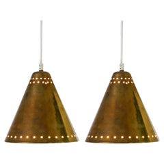 Brass Pendants with Perforated Lampshade