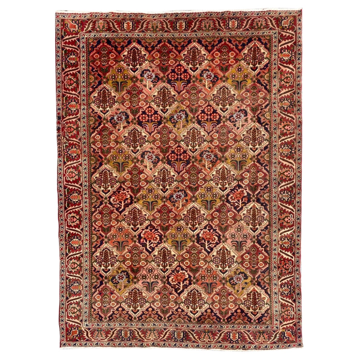 Bobyrug's Beautiful Colourful Vintage Bakhtiari Rug (tapis vintage Bakhtiari)
