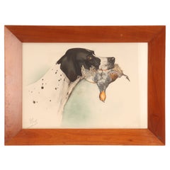 Antique Watercolor Finished Print Depicting the Head of a Pointer Dog, USA, 1920