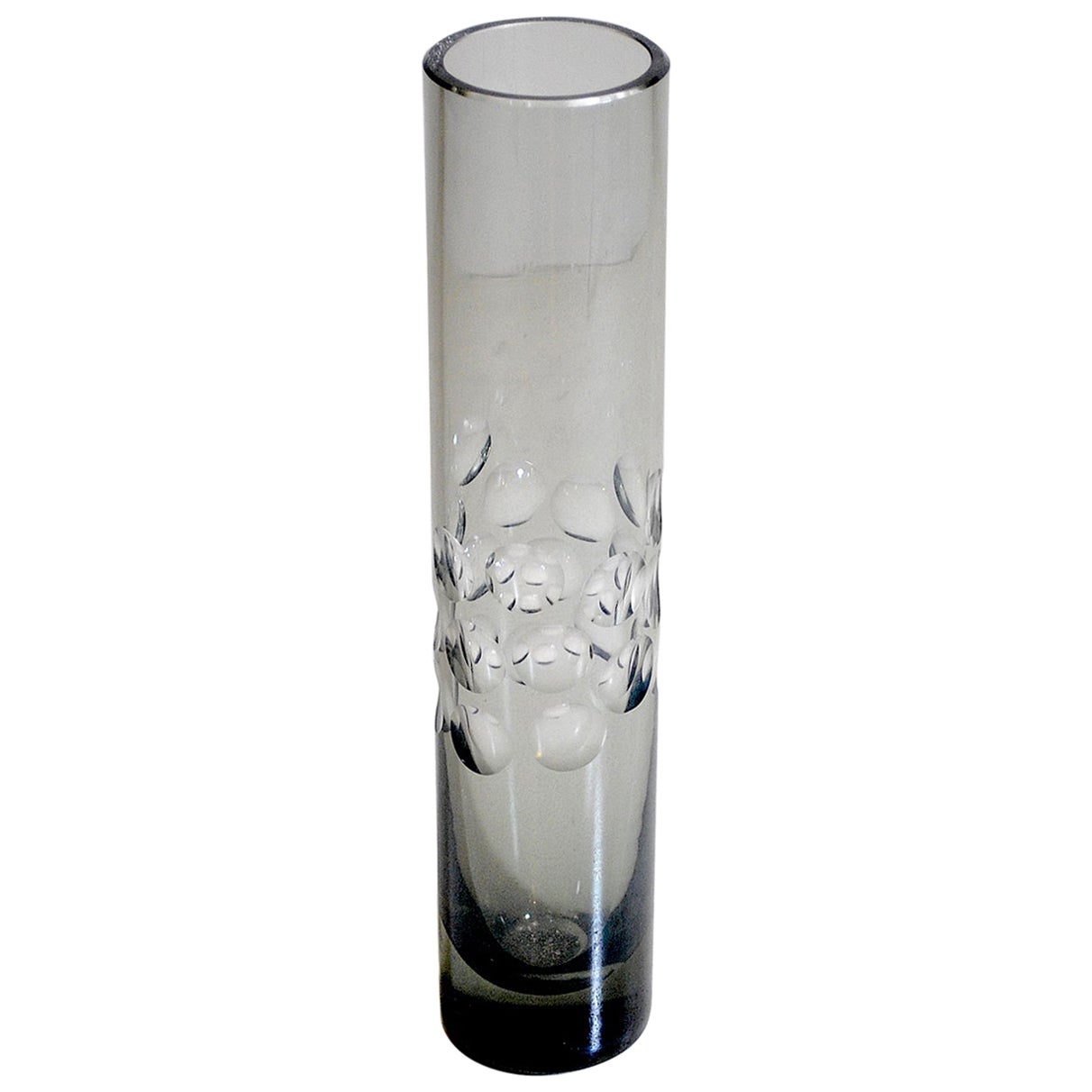 Zylindervase aus schwerem Rauchglas aus den 1960er Jahren