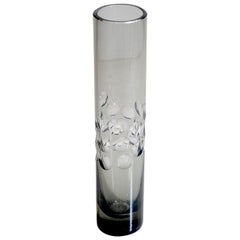 Cylinder Vase in Heavy Smoked Glass from the 1960s