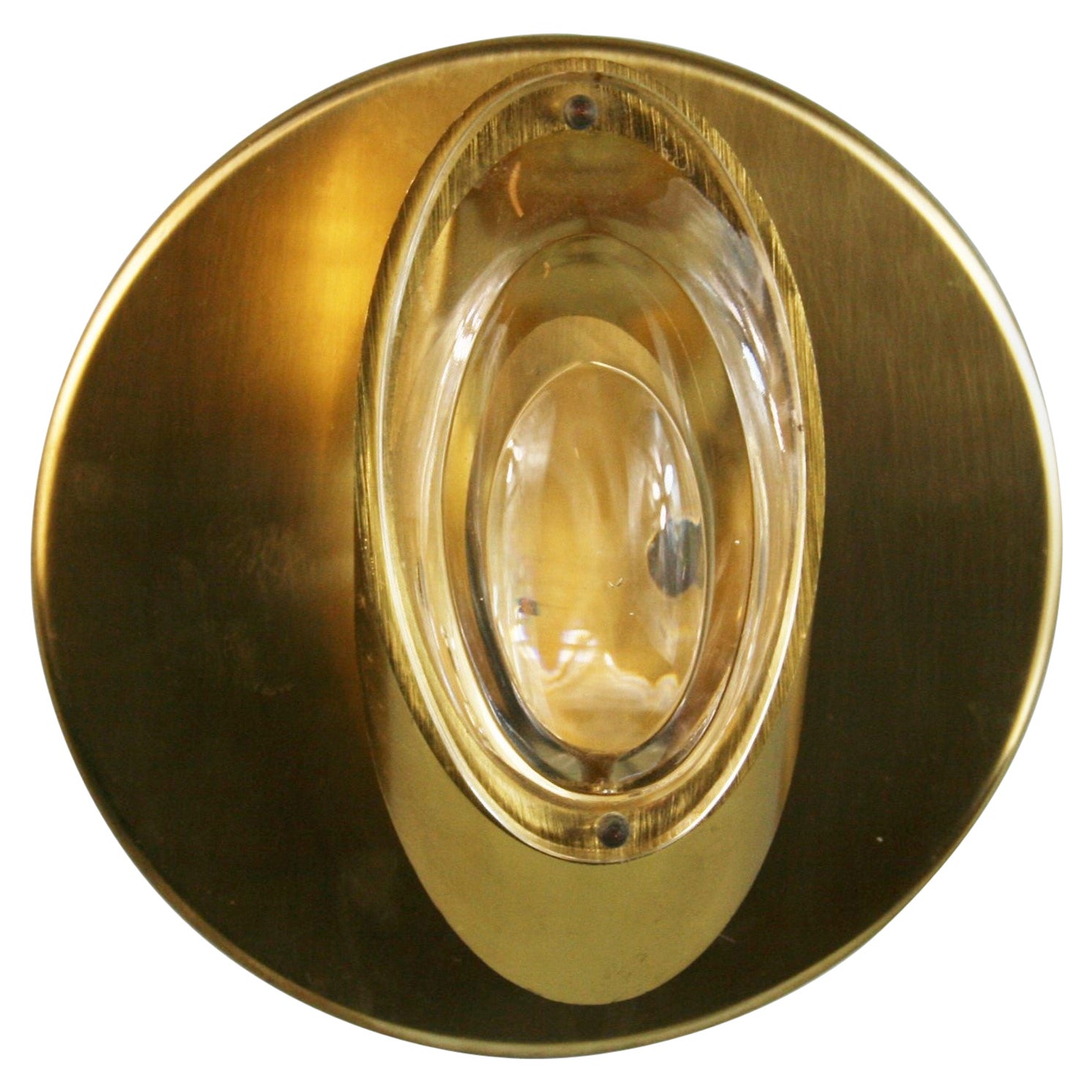 1960 Pair Brass and Glass Lenses Sconces Attributed to Stilnovo 2 Pair Available
