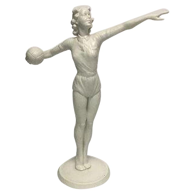 Schaubach Art Bisquit Figurine of Female Volleyball Player, Signed K. Steiner For Sale