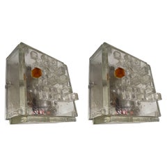 Pair of Apis Glass Cube Sconces by Poliarte, Italy, 1970s