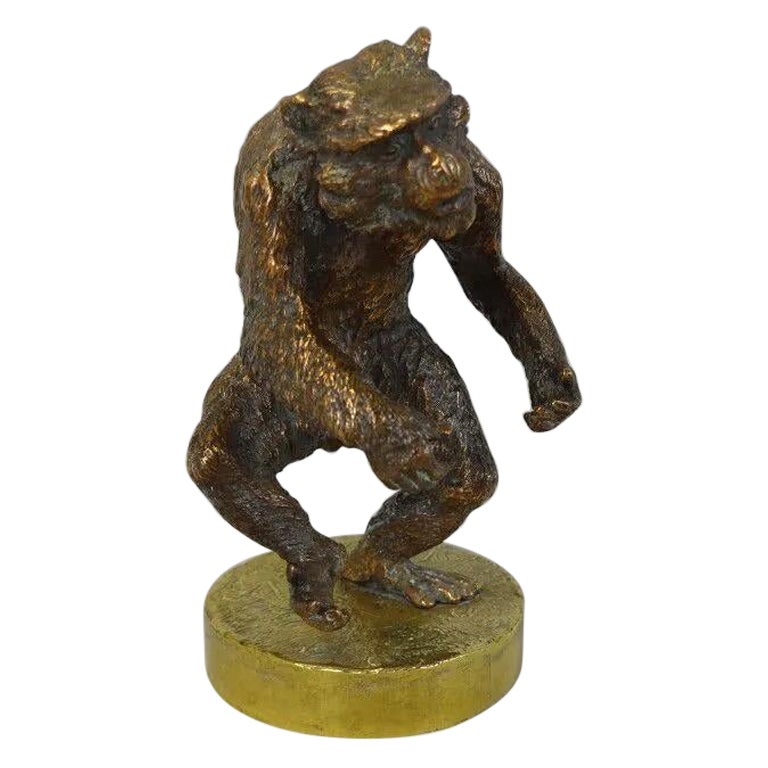 Christophe Fratin "walking monkey" Bronze, Signed, XIXth Edition For Sale