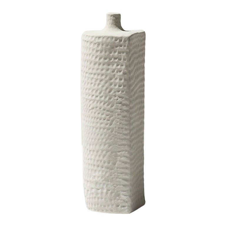 21st Century Flat Side White Matt Vase by Ceramica Gatti, designer A. Anastasio For Sale