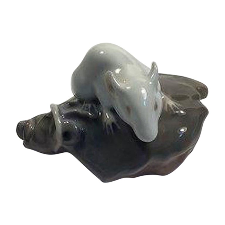 Royal Copenhagen Mouse on Head of Fish Figurine No 513 For Sale