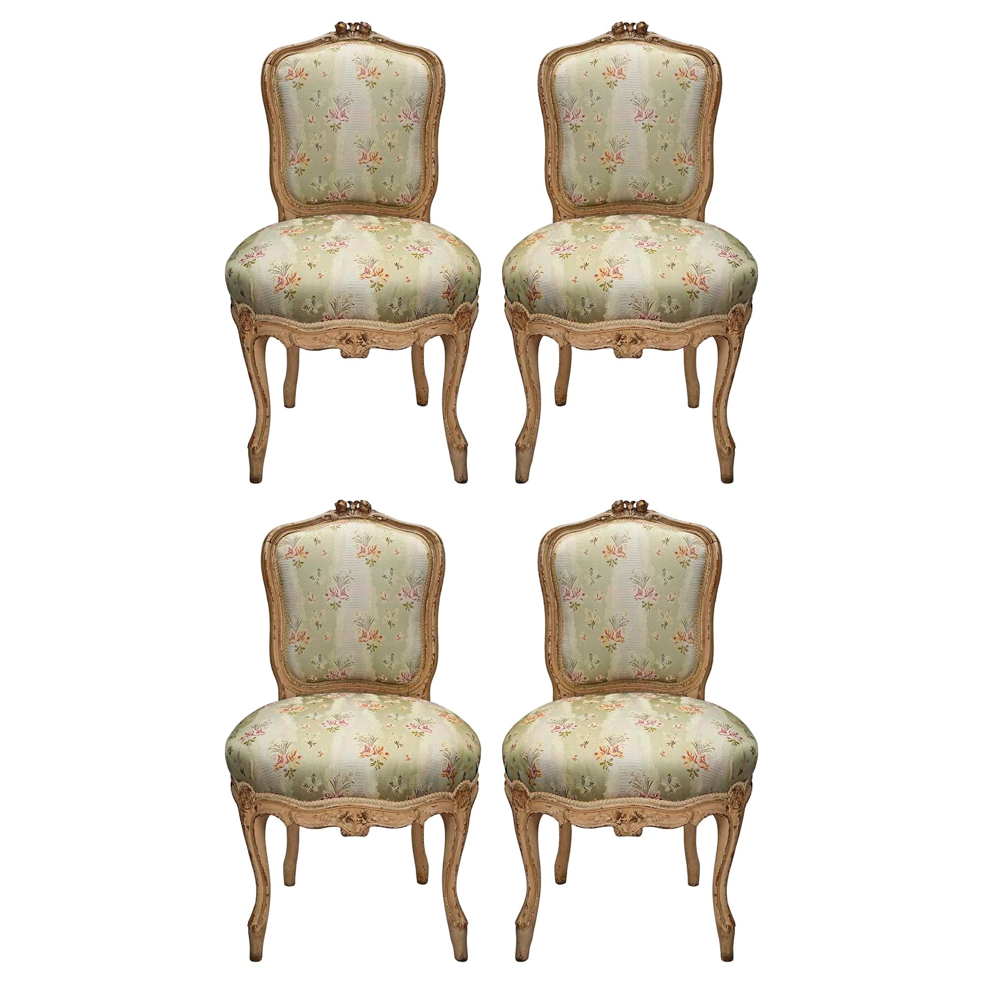 Set of Four French Mid 19th Century Louis XV St. Carved Chairs