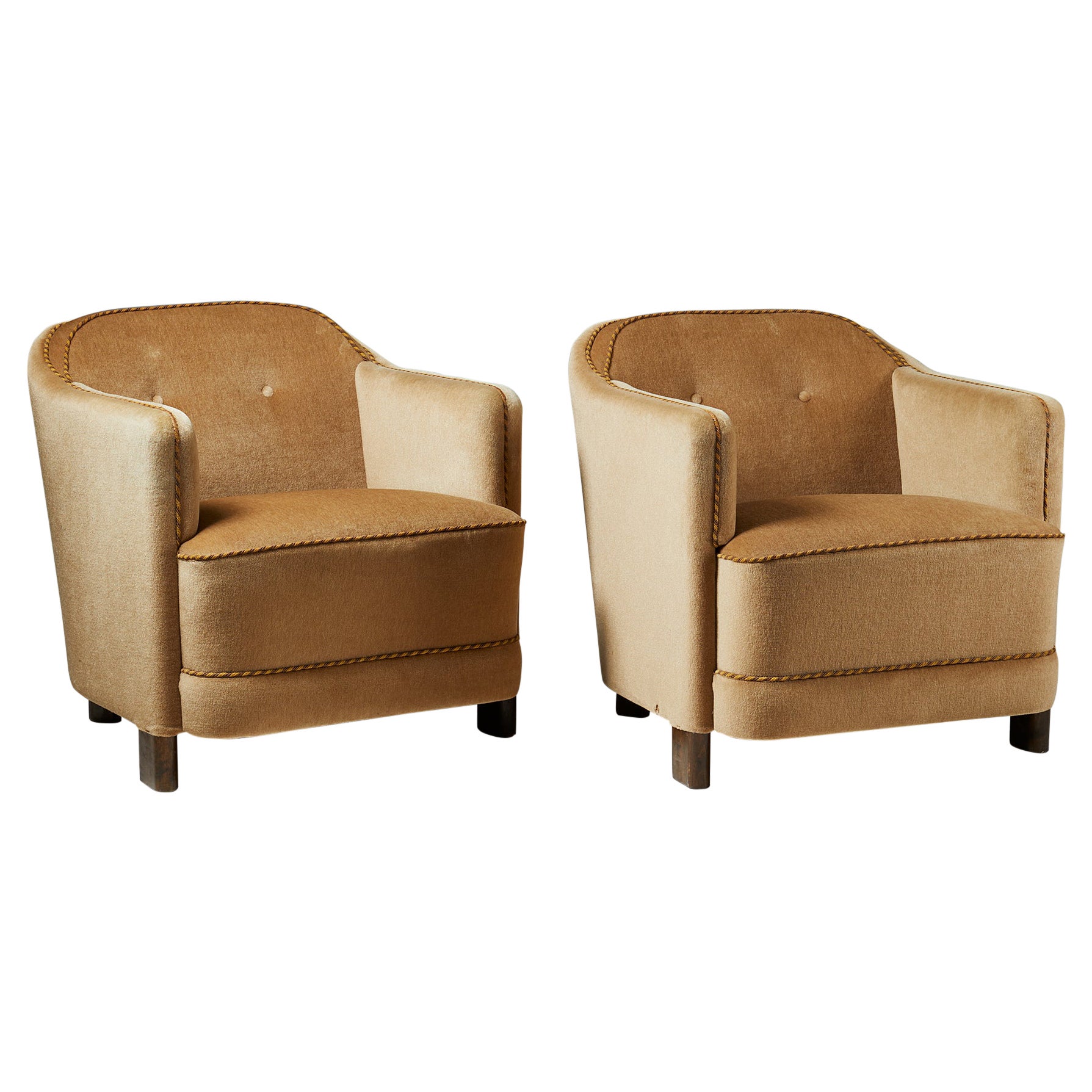 Pair of Easy Chairs “Continent” Model 217, Anonymous, for Asko, Finland, 1930’s