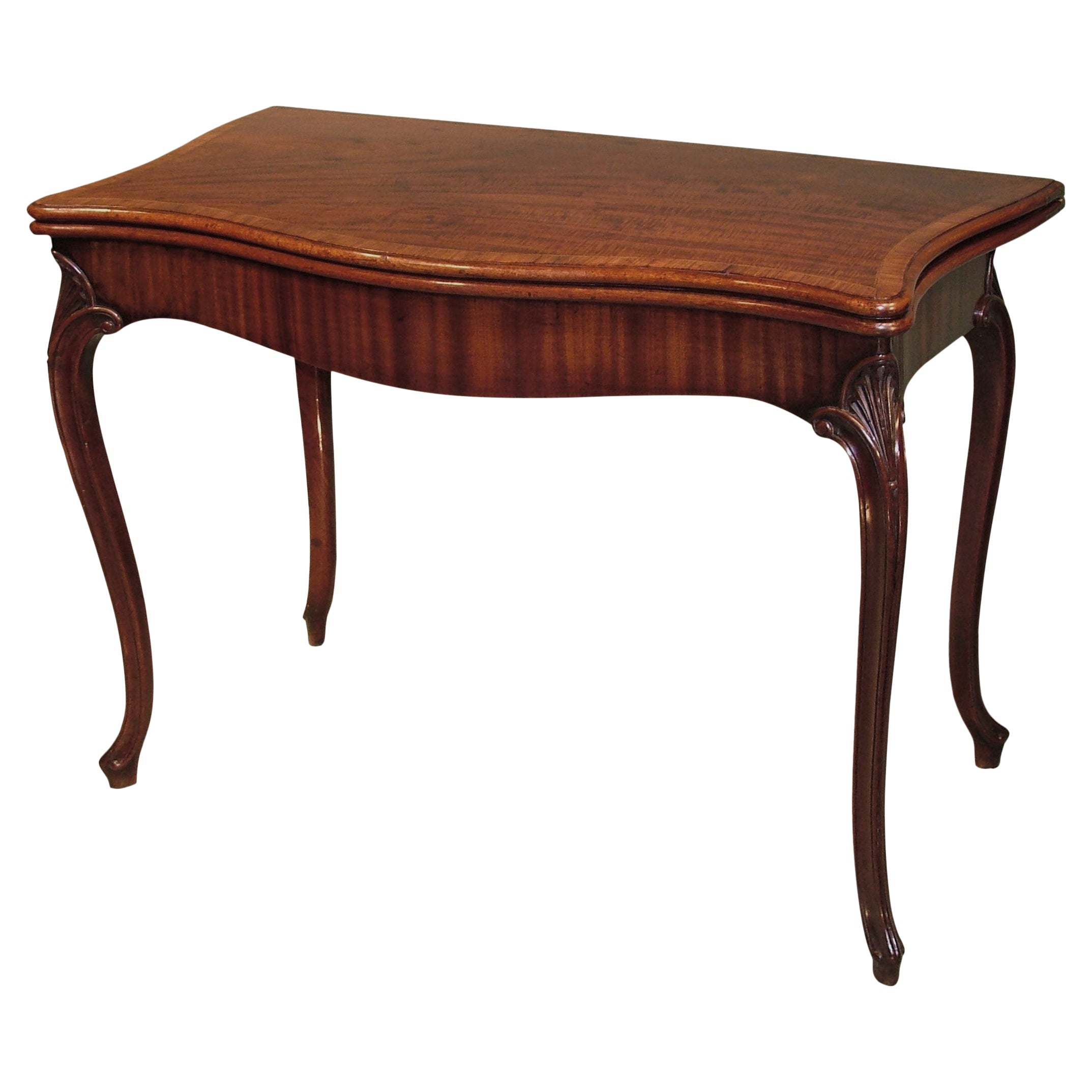 18th Century Hepplewhite Figured Mahogany Serpentine Card Table