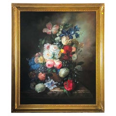 Vintage Bouquet of Carnations Still Life, Signed by S.Pecora, 20th Century