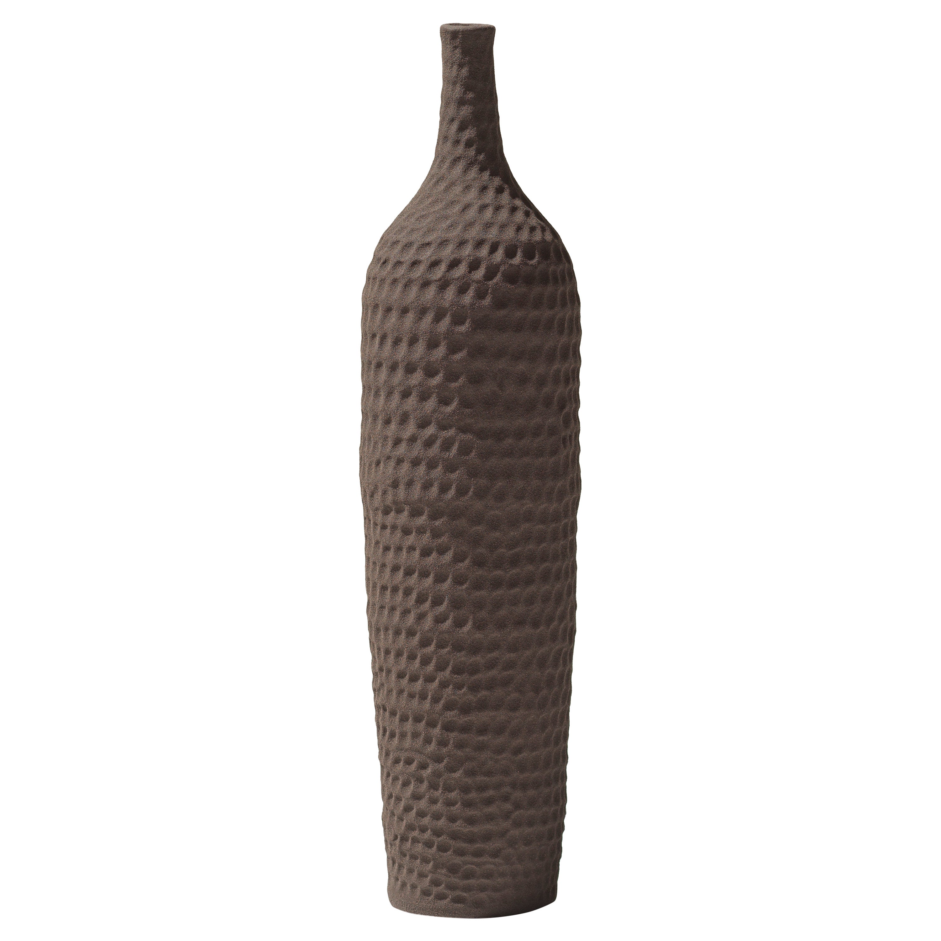 Braune Vase mit dünnem Hals des 21. Jahrhunderts von Ceramica Gatti, Designer A. Anastasio im Angebot