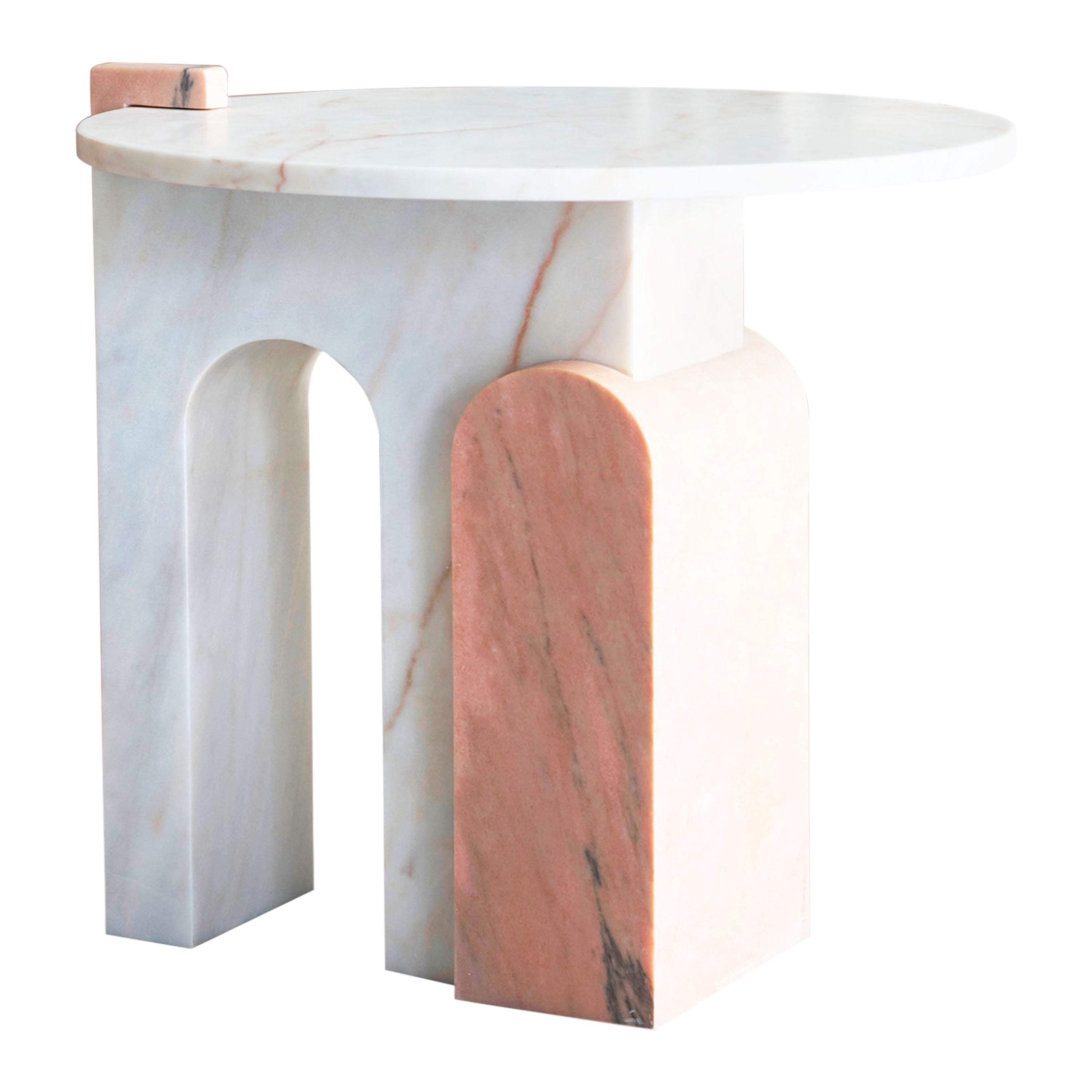 Stone White, Black or Pink Marble Side Table by Sergio Prieto, Dovain Studio