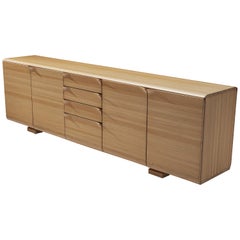 Large Belgian Sideboard in Oak with Folded Handles